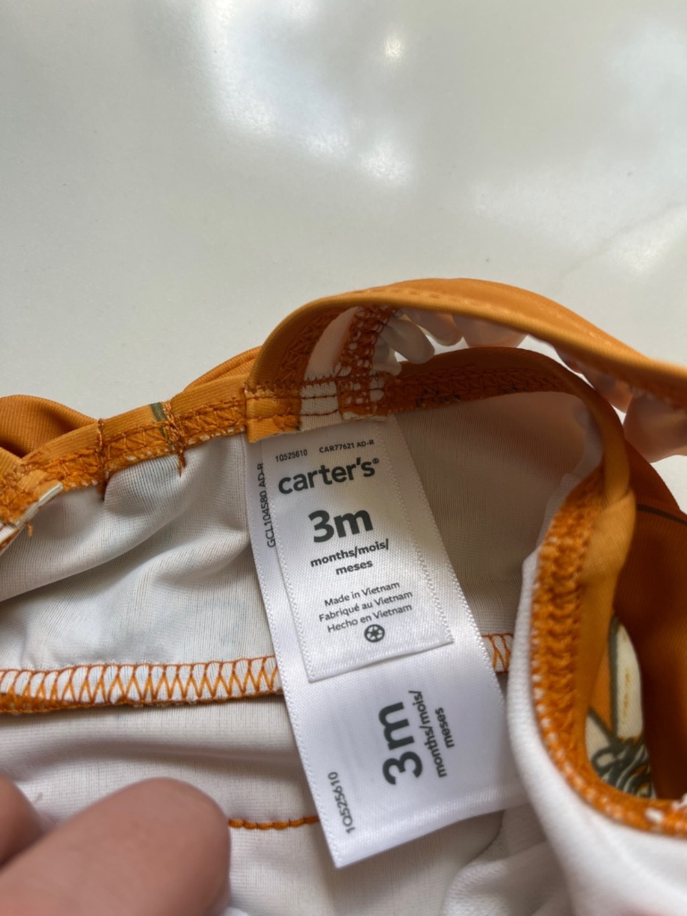 Carter's Orange Floral Ruffled One-Piece Swimsuit - Picture 2 of 4